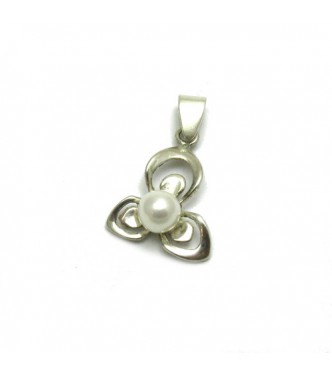 PE001189 Stylish Sterling silver pendant 925 solid Flower with 6mm pearl
